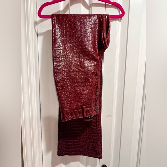 Red Snake-Skin Flared Pants - Picture 3 of 4
